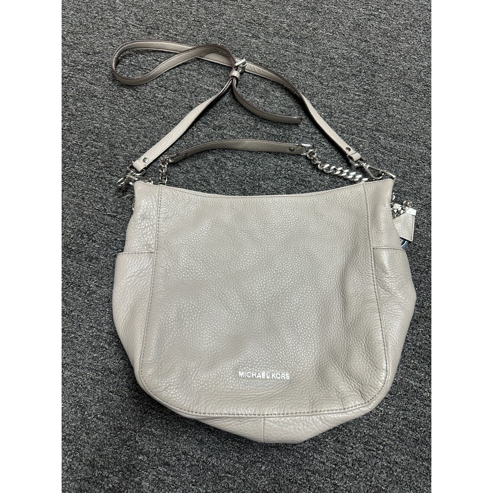 Michael Kors Pebbled Leather Shoulder Bag Handbag Gray Crossbody Tote